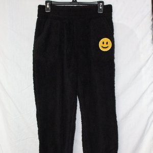 Black Smiley Face fuzzy No Boundaries pants size Large